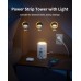Power Strip Tower with Night Light, 15W Surge Protector Power Strip with USB Ports, 10 FT Extension Cord with Multiple Outlets (12AC+3A+2C) for Home Office Desk DormRoom (White)