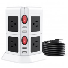 Power Strip Tower Anntane Surge Protector with 8 Widely Spaced Outlets 4 USB Ports Power Strip with USB Long Extension Cord 6.5FT Desktop Charging Station for Home, Office, Dorm Room Essentials